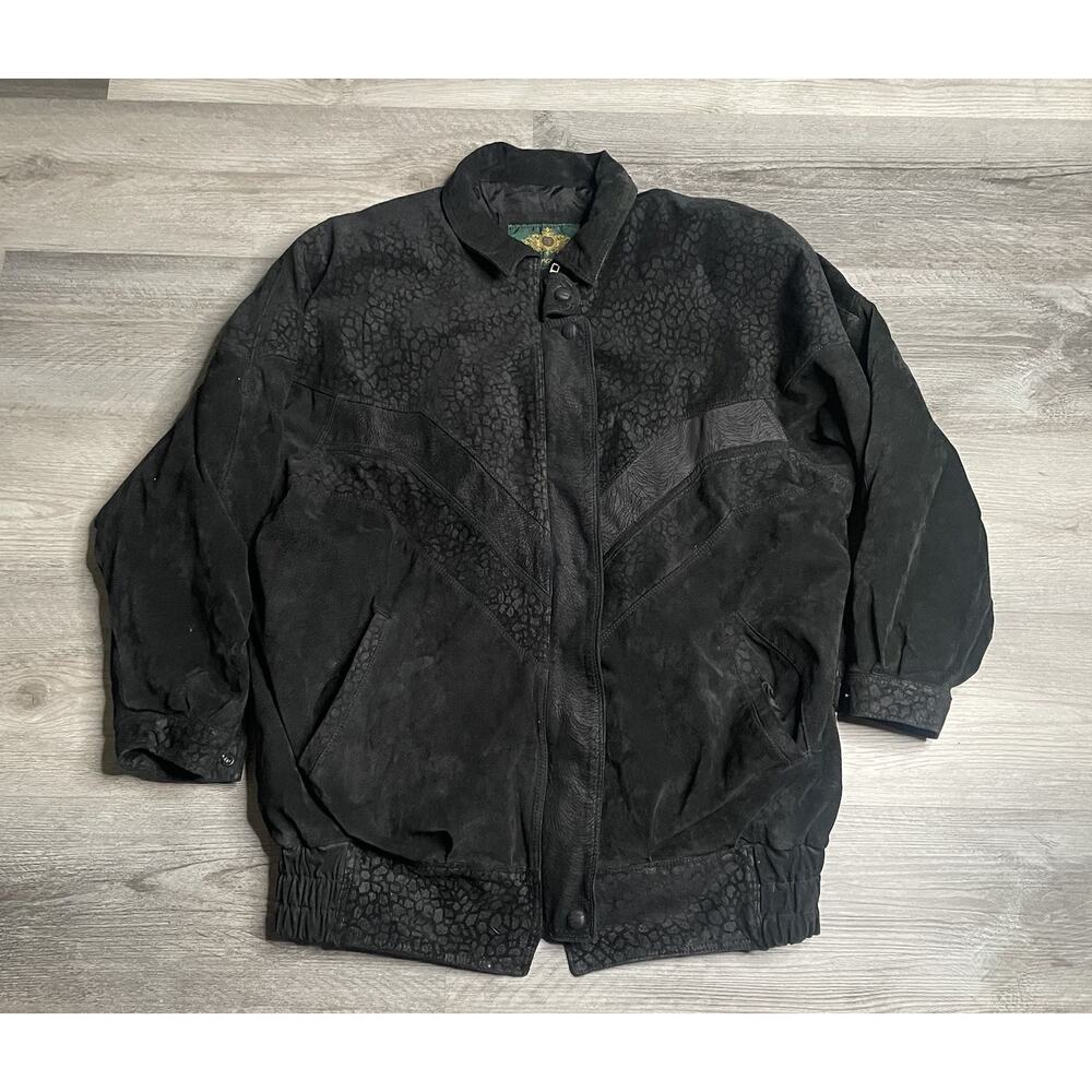 Vintage Avanti Women Black Pig Suede Bomber Jacket Lined Zip/Snap Pockets Size M
